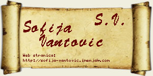 Sofija Vantović vizit kartica